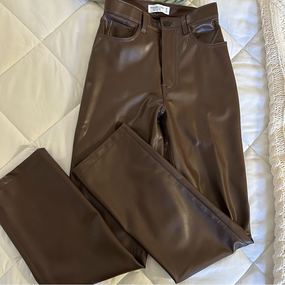 Brown leather pants